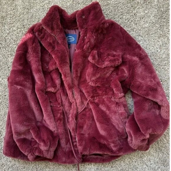 Scoop Women's Faux Fur Oversized Jacket with Cinch Waist - Picture 2 of 3